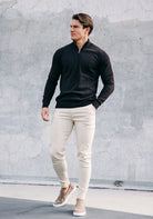 Cotton District COTTON HALF ZIP  BLACK