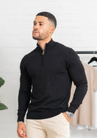 Cotton District COTTON HALF ZIP  BLACK