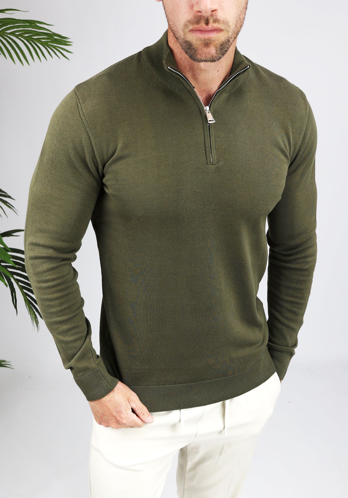 Cotton District COTTON HALF ZIP  GREEN