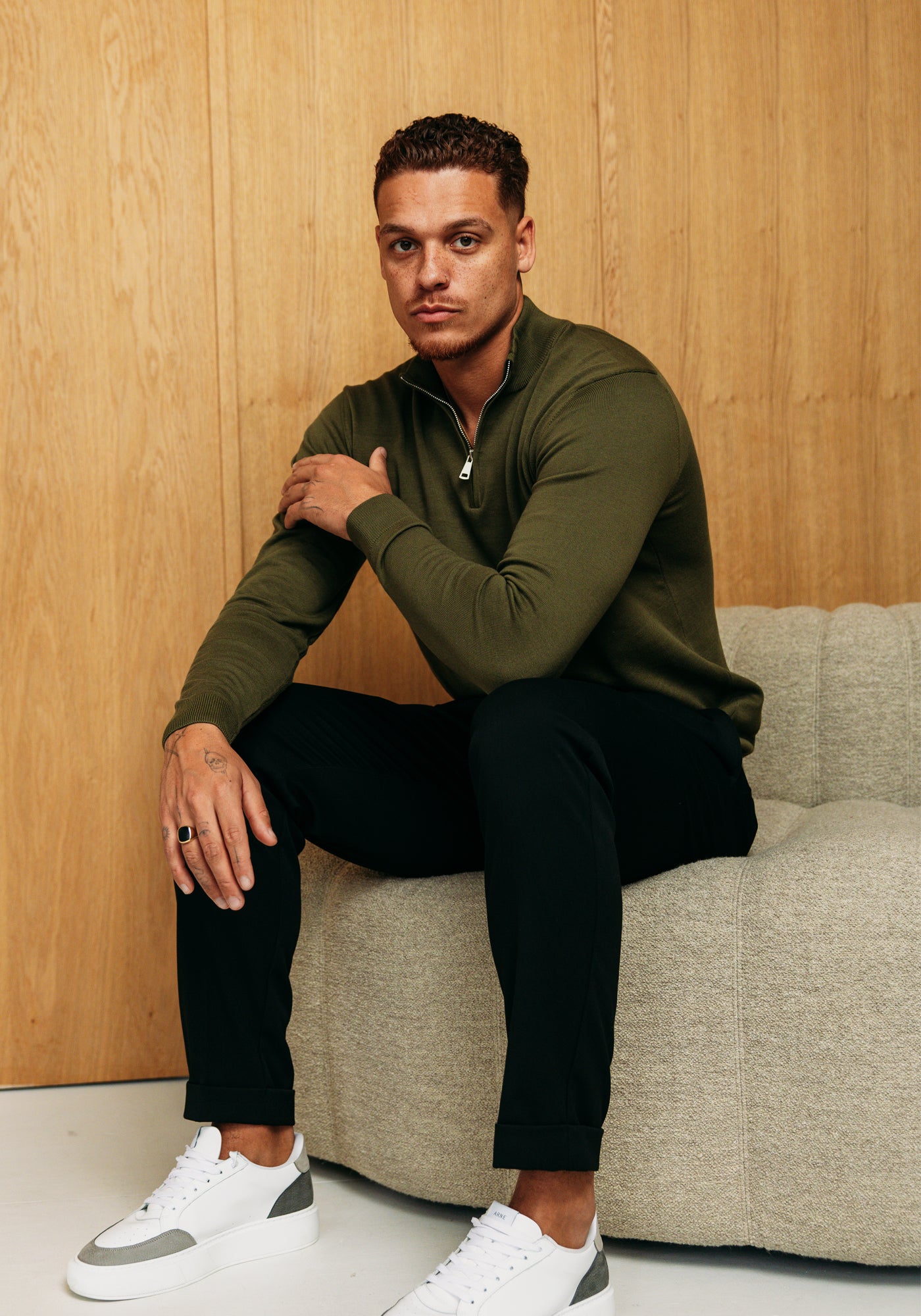 Cotton District COTTON HALF ZIP  GREEN