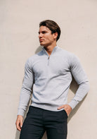 Cotton District COTTON HALF ZIP  GREY