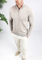 Cotton District COTTON HALF ZIP  TAUPE