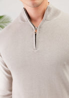 Cotton District COTTON HALF ZIP  TAUPE