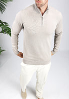 Cotton District COTTON HALF ZIP  TAUPE
