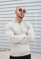 Cotton District COTTON HALF ZIP  TAUPE