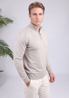 Cotton District COTTON HALF ZIP Sweaters TAUPE