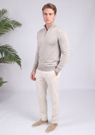 Cotton District COTTON HALF ZIP Sweaters TAUPE