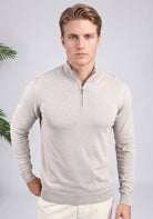 Cotton District COTTON HALF ZIP Sweaters TAUPE