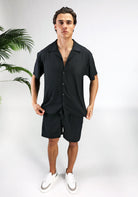 Cotton District COTTON RIBBED SUMMER SET  BLACK