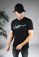 Cotton District COTTON SHADOW SIGNATURE T-SHIRT  BLACK/BLUE