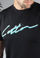 Cotton District COTTON SHADOW SIGNATURE T-SHIRT  BLACK/BLUE