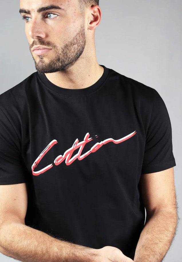 Cotton District COTTON SHADOW SIGNATURE T-SHIRT  BLACK/RED