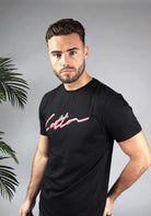 Cotton District COTTON SHADOW SIGNATURE T-SHIRT  BLACK/RED