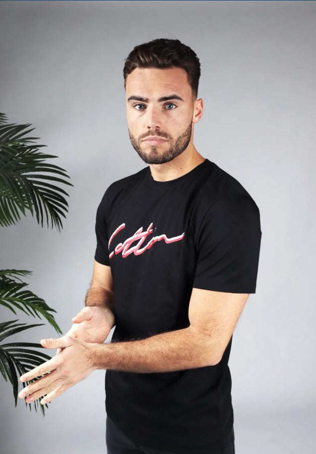Cotton District COTTON SHADOW SIGNATURE T-SHIRT  BLACK/RED