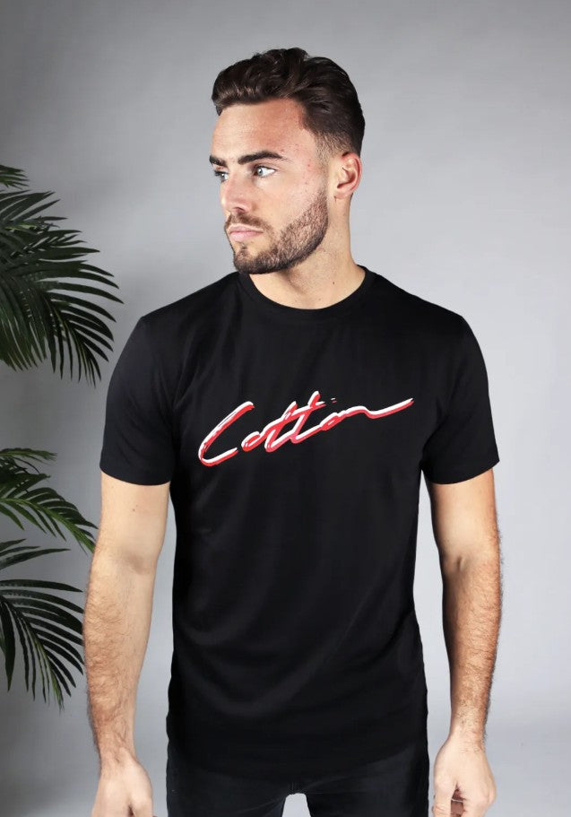 Cotton District COTTON SHADOW SIGNATURE T-SHIRT  BLACK/RED