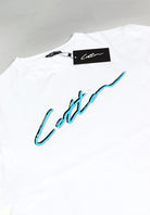 Cotton District COTTON SHADOW SIGNATURE T-SHIRT  WHITE/BLUE