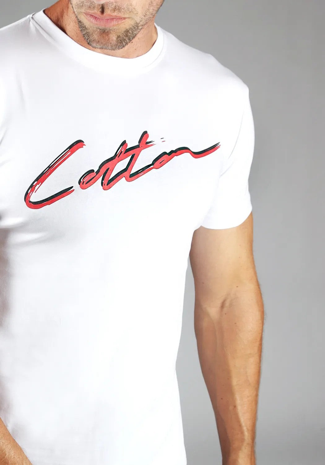 Cotton District COTTON SHADOW SIGNATURE T-SHIRT  WHITE/RED