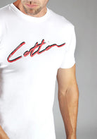 Cotton District COTTON SHADOW SIGNATURE T-SHIRT  WHITE/RED