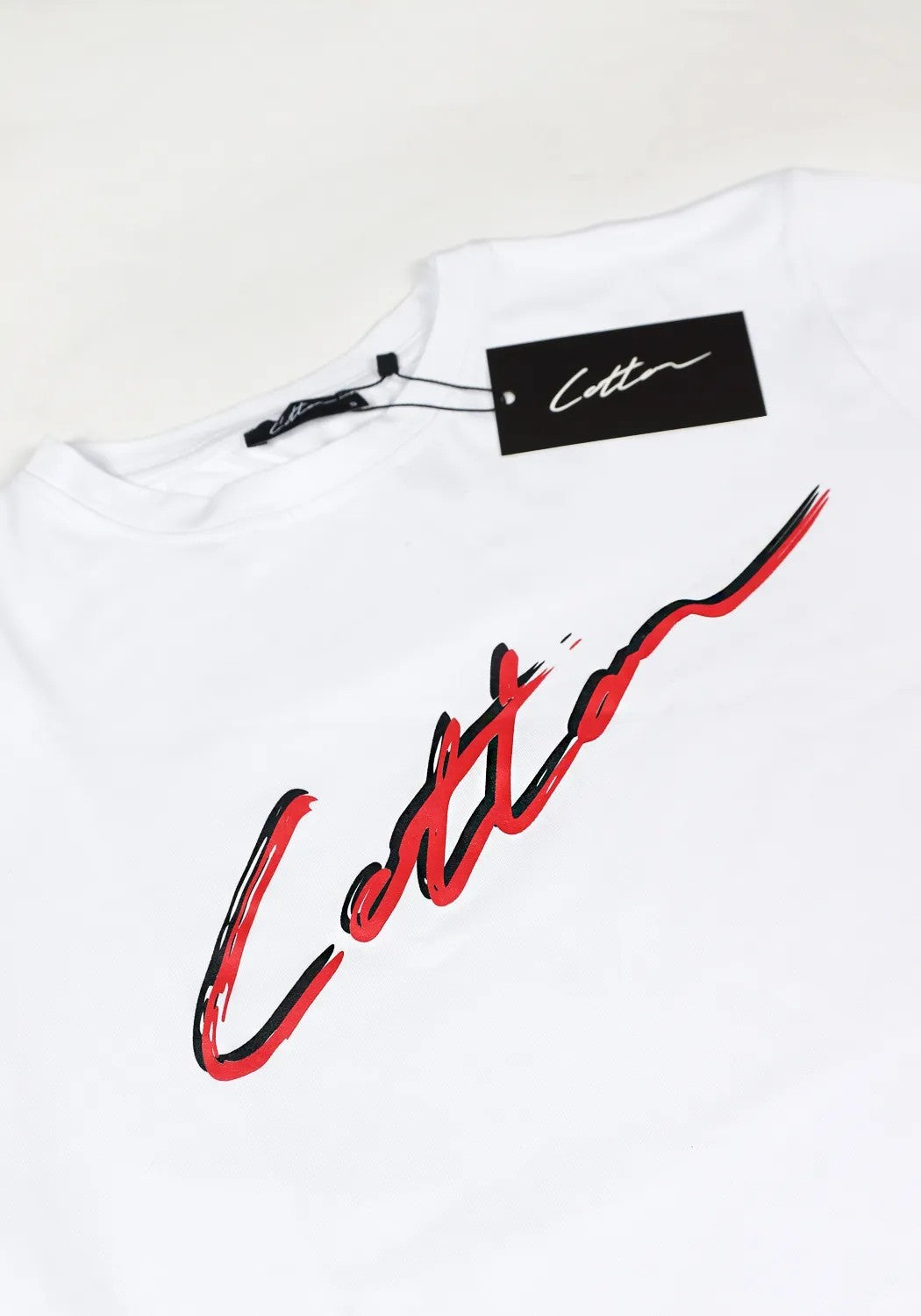 Cotton District COTTON SHADOW SIGNATURE T-SHIRT  WHITE/RED