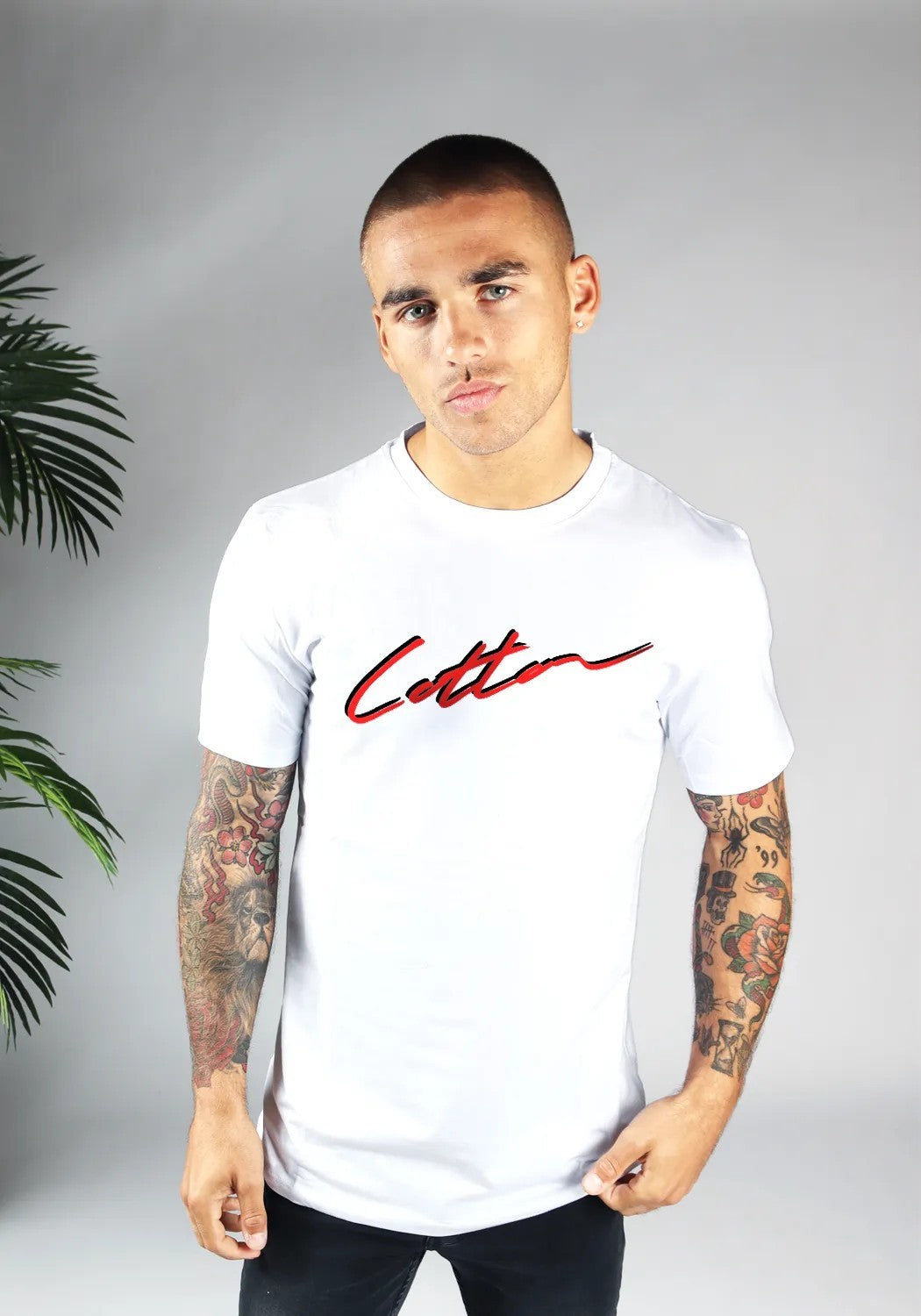 Cotton District COTTON SHADOW SIGNATURE T-SHIRT  WHITE/RED