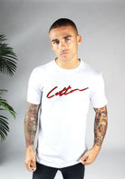 Cotton District COTTON SHADOW SIGNATURE T-SHIRT  WHITE/RED