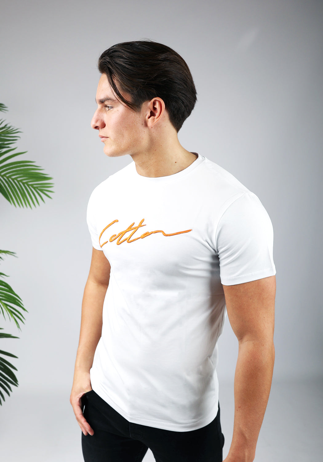 Cotton District COTTON SIGNATURE T-SHIRT  WHITE/ORANGE