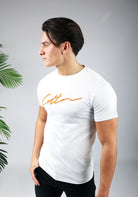Cotton District COTTON SIGNATURE T-SHIRT  WHITE/ORANGE
