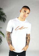 Cotton District COTTON SIGNATURE T-SHIRT  WHITE/ORANGE