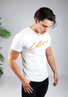 Cotton District COTTON SIGNATURE T-SHIRT  WHITE/ORANGE