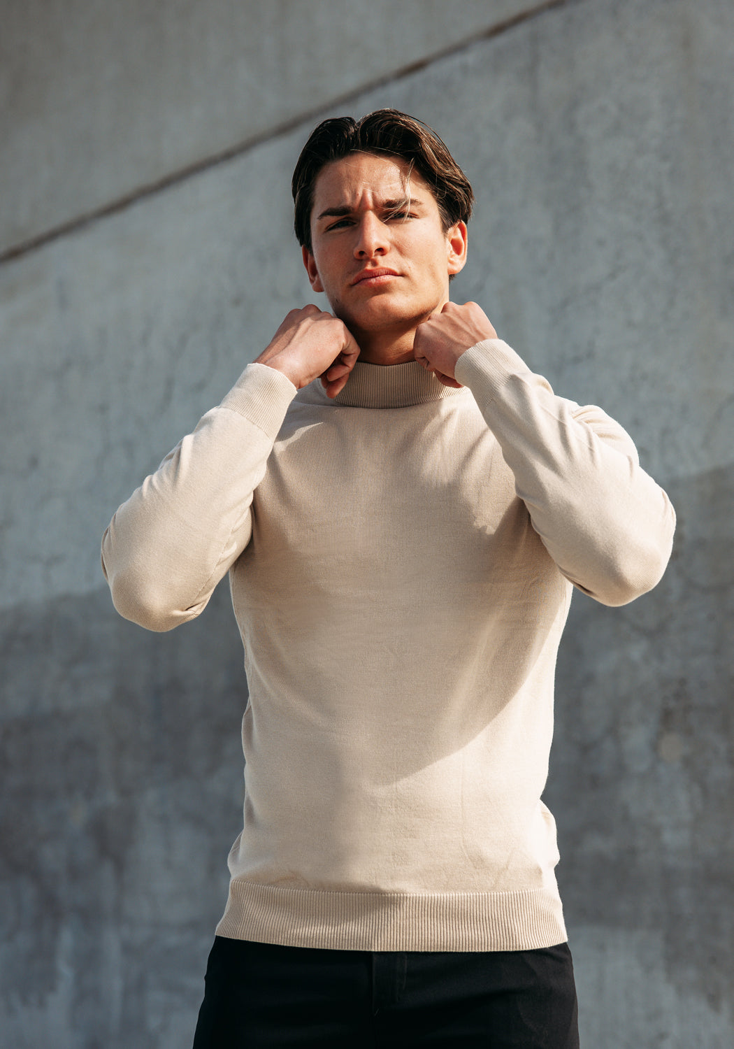 Cotton District COTTON TURTLENECK  BEIGE