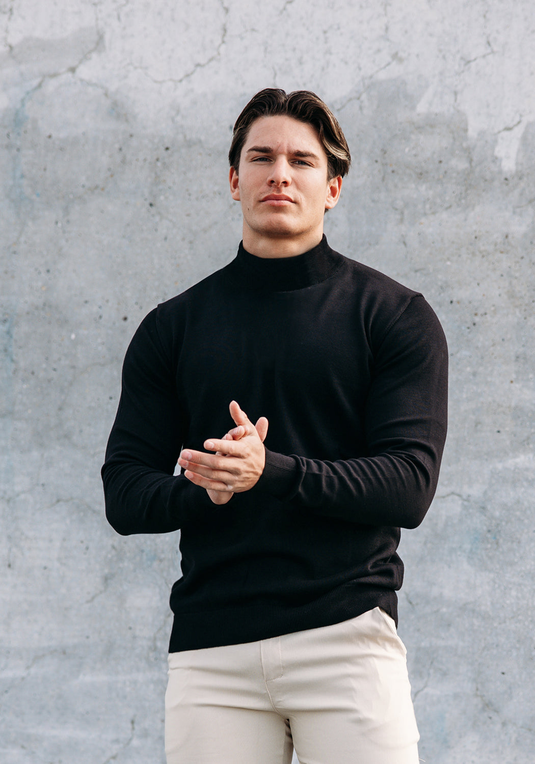 Cotton District COTTON TURTLENECK  BLACK
