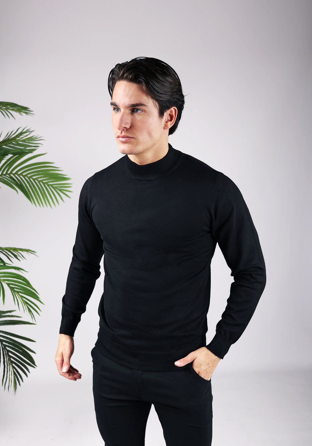 Cotton District COTTON TURTLENECK  BLACK