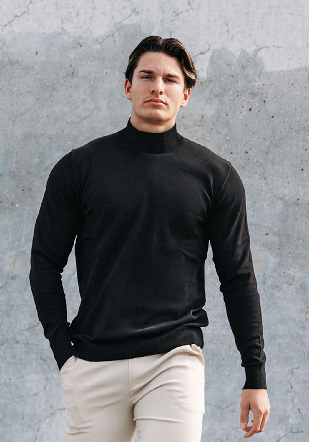 Cotton District COTTON TURTLENECK  BLACK