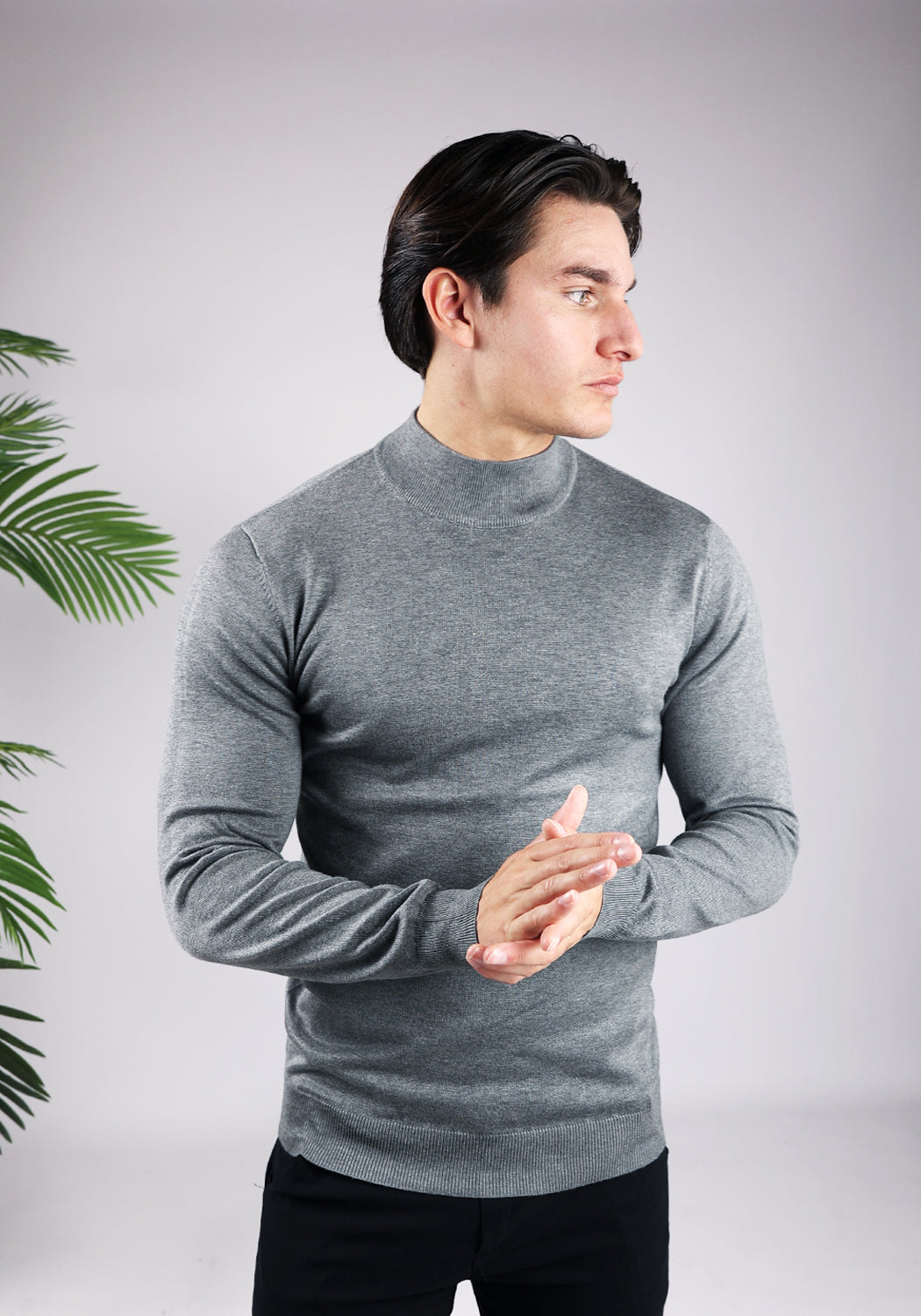 Cotton District COTTON TURTLENECK  GREY
