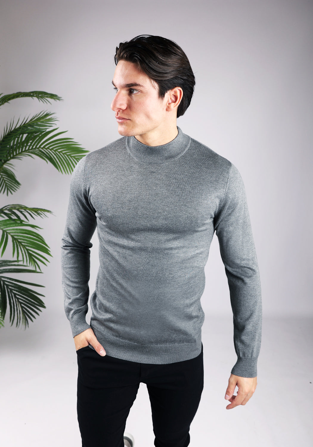 Cotton District COTTON TURTLENECK  GREY