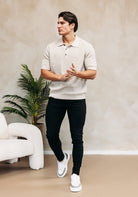 Cotton District CROCHET POLO  BEIGE