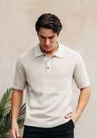 Cotton District CROCHET POLO  BEIGE