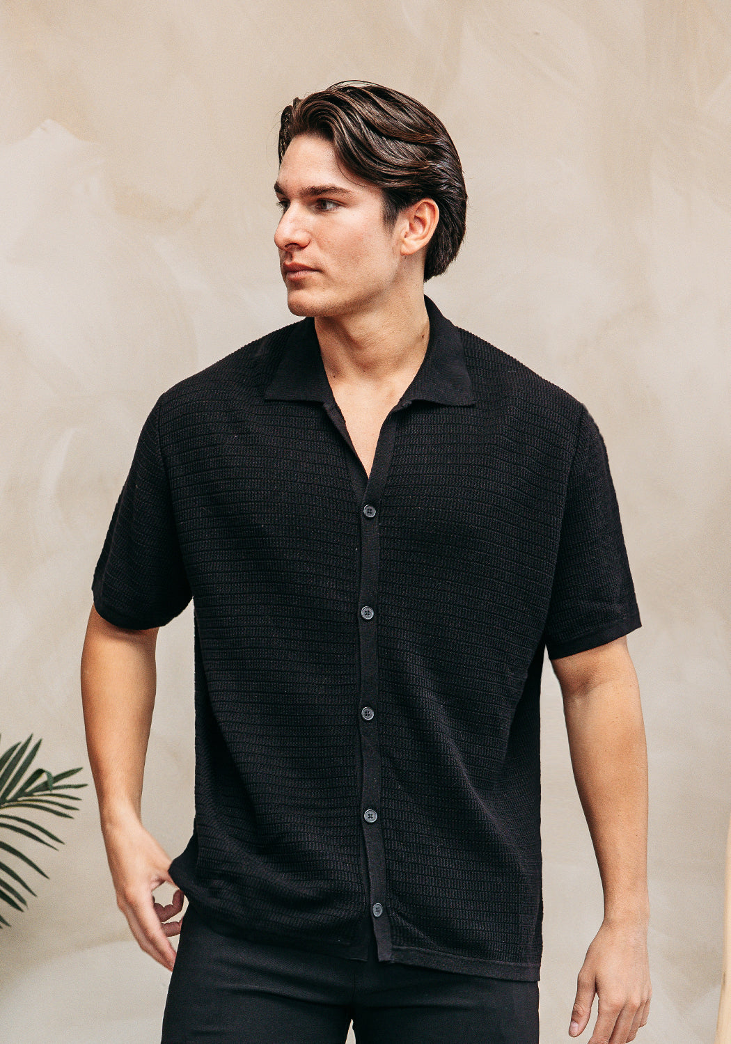 Cotton District CROCHET VEST T-Shirts BLACK