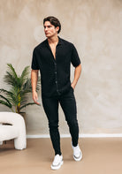Cotton District CROCHET VEST T-Shirts BLACK