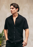 Cotton District CROCHET VEST T-Shirts BLACK