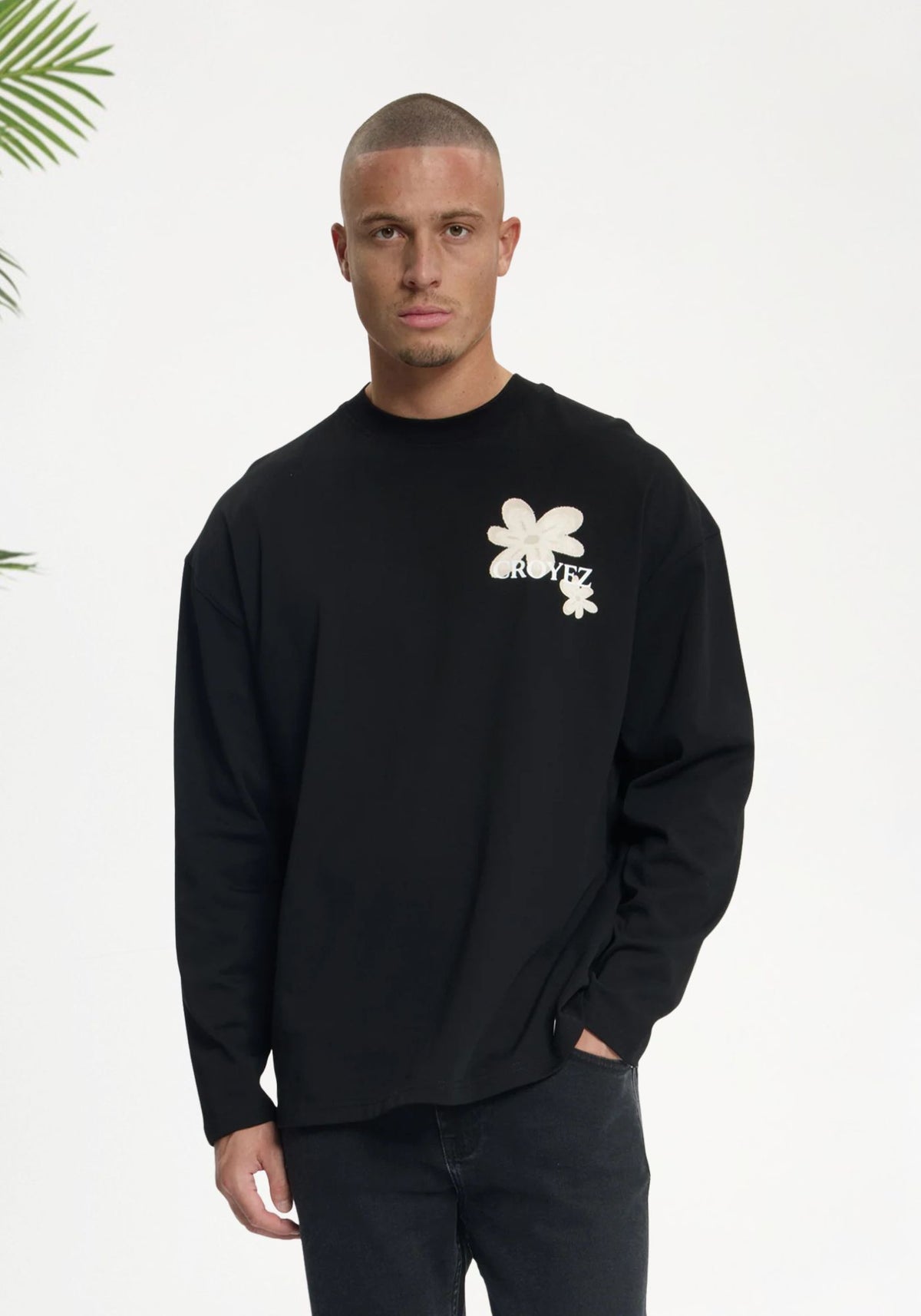 Cotton District CROYEZ BOTANIQUE LONGSLEEVE T-SHIRT Longsleeve BLACK