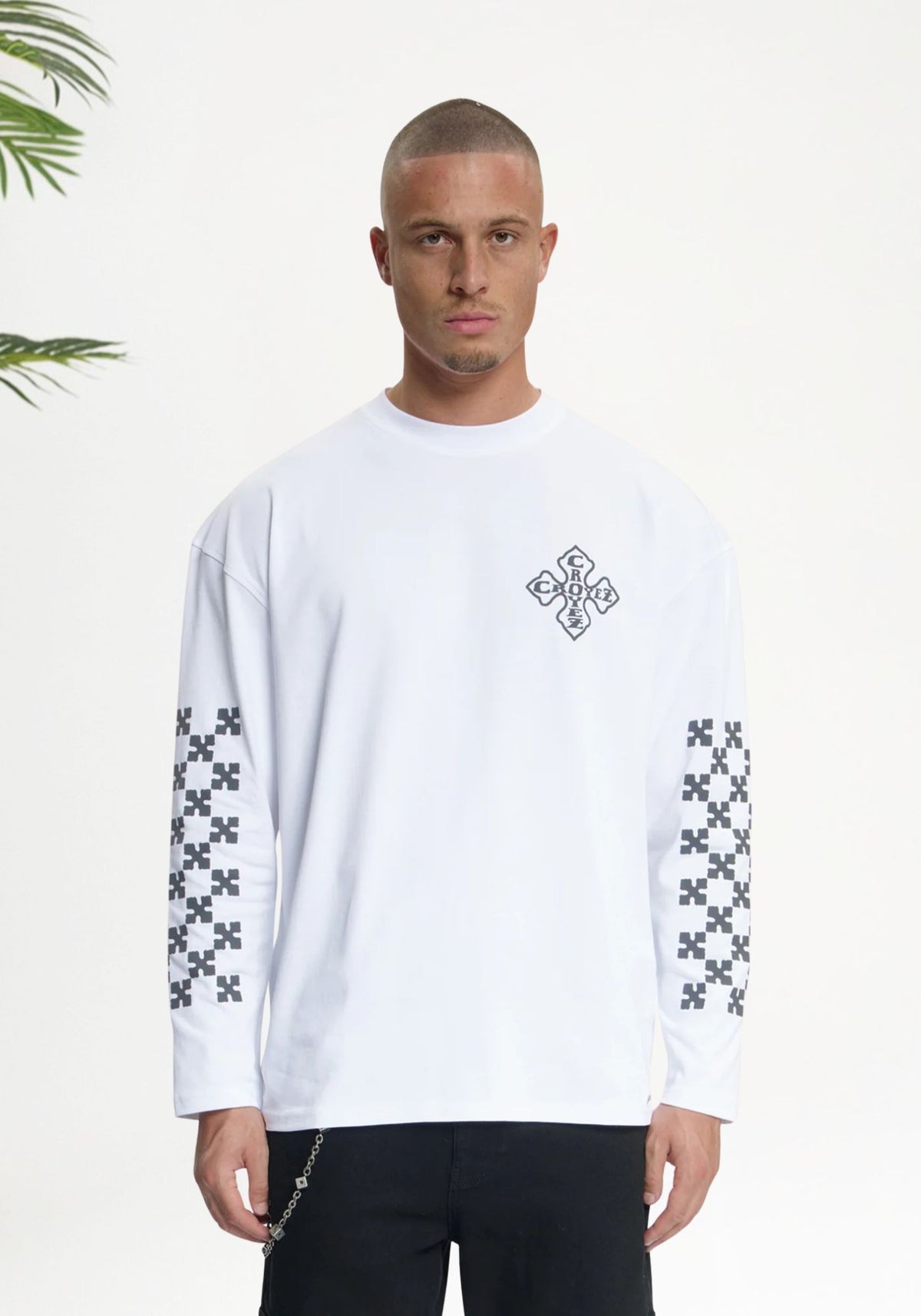Cotton District CROYEZ CROSS LONGSLEEVE T-SHIRT Longsleeve WHITE