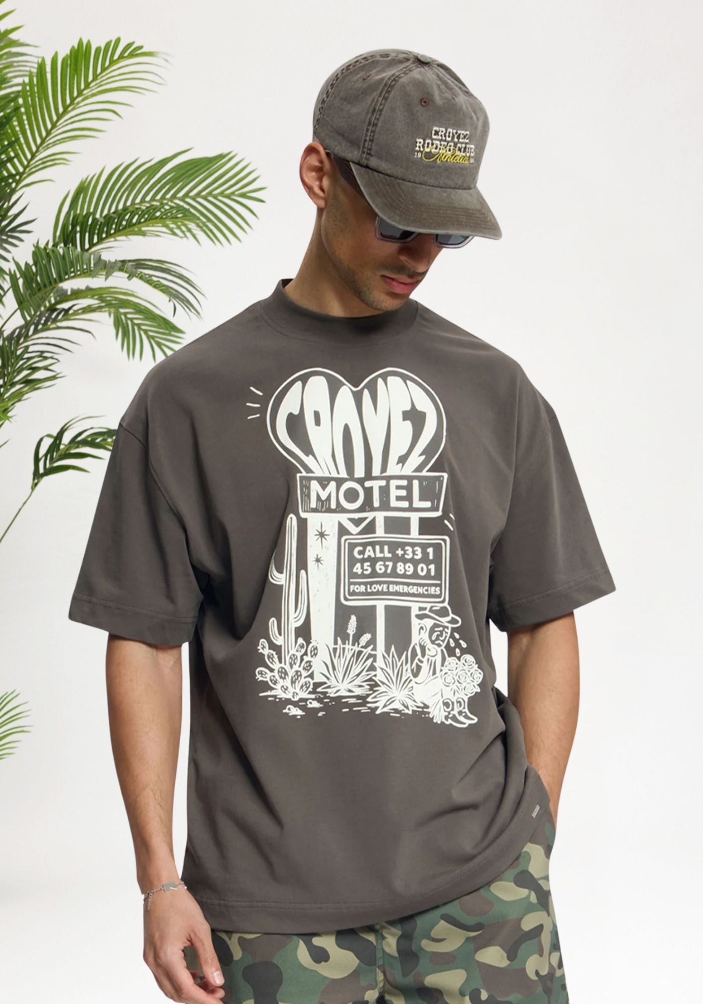 Cotton District CROYEZ MOTEL T-SHIRT T-Shirts WASHED BROWN