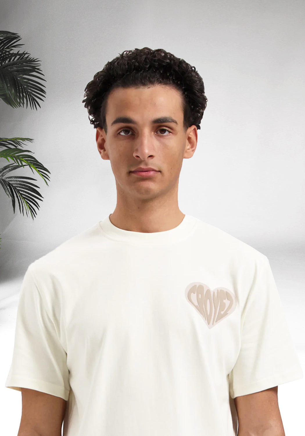 Cotton District CROYEZ PUFFED HEART T-SHIRT  OFF WHITE/BEIGE