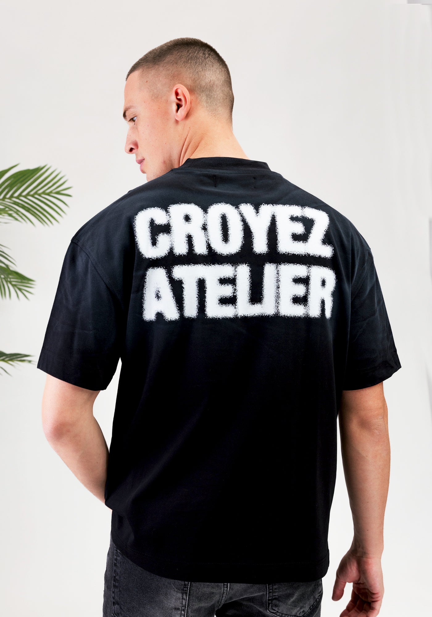 Cotton District CROYEZ SPRAYED ATELIER T-SHIRT T-Shirts BLACK