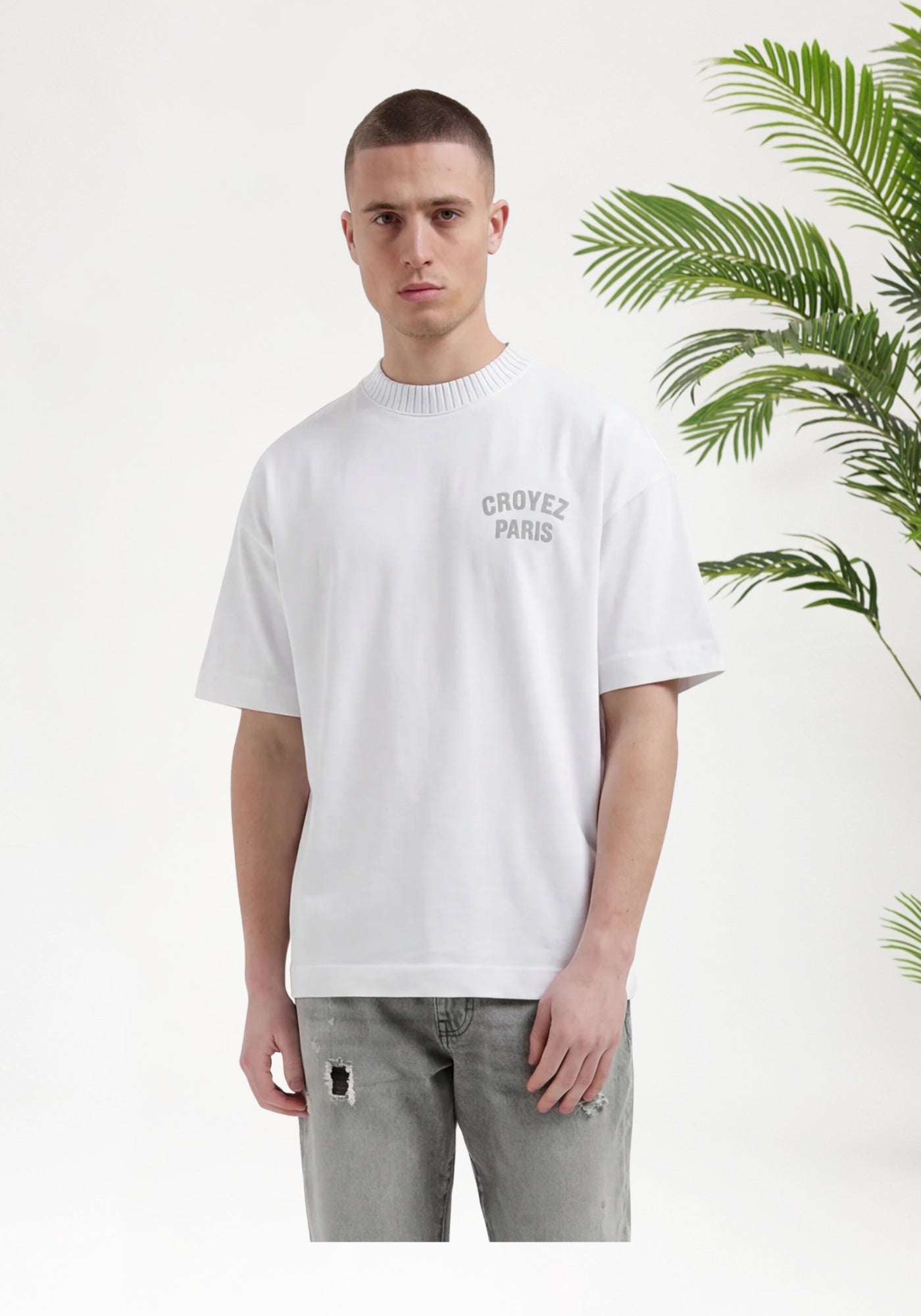 Cotton District Croyez Paris Knit T-shirt T-Shirts WHITE