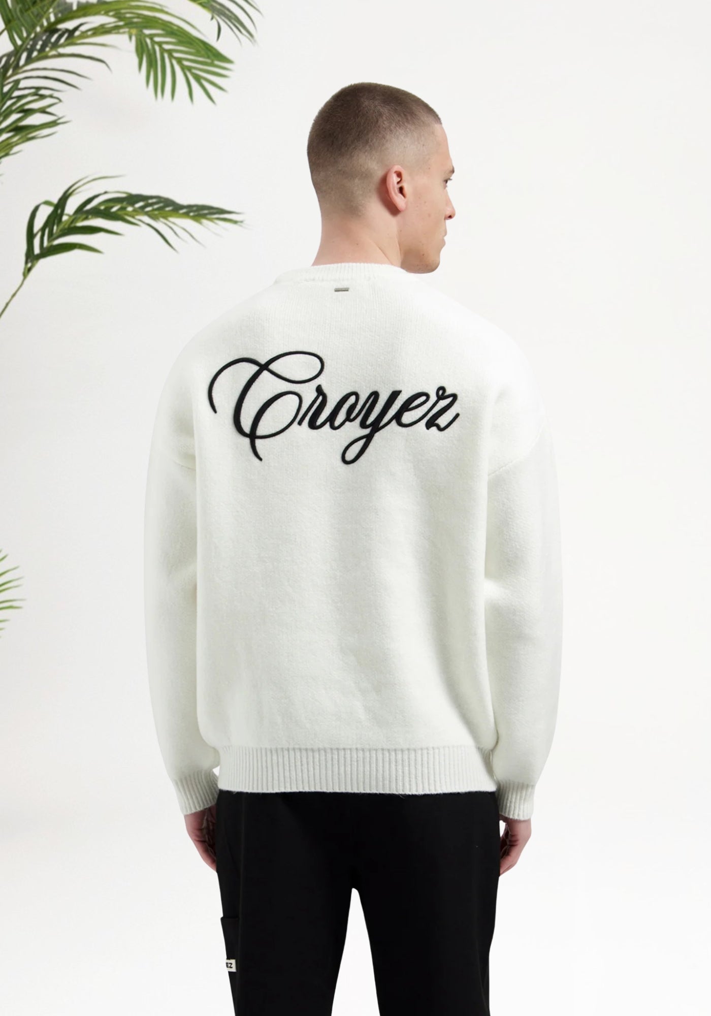 Cotton District Croyez Script Knit Sweater Sweaters OFF WHITE