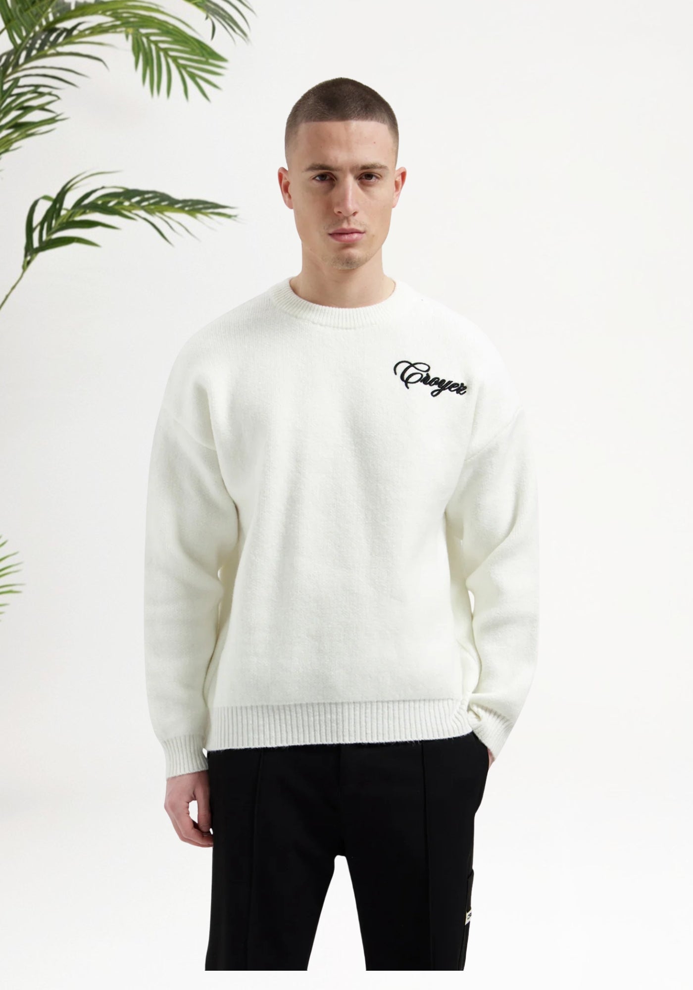 Cotton District Croyez Script Knit Sweater Sweaters OFF WHITE