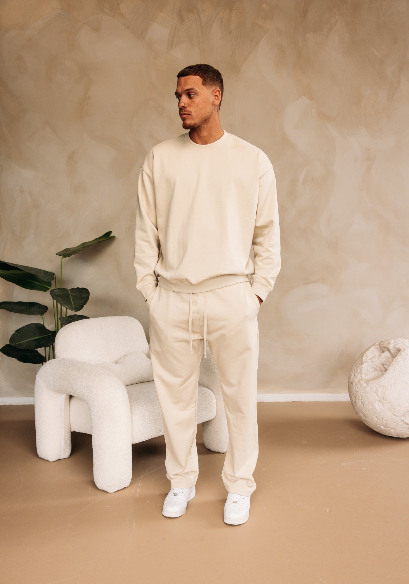 Cotton District ESSENTIAL JOGGERS Sets BEIGE
