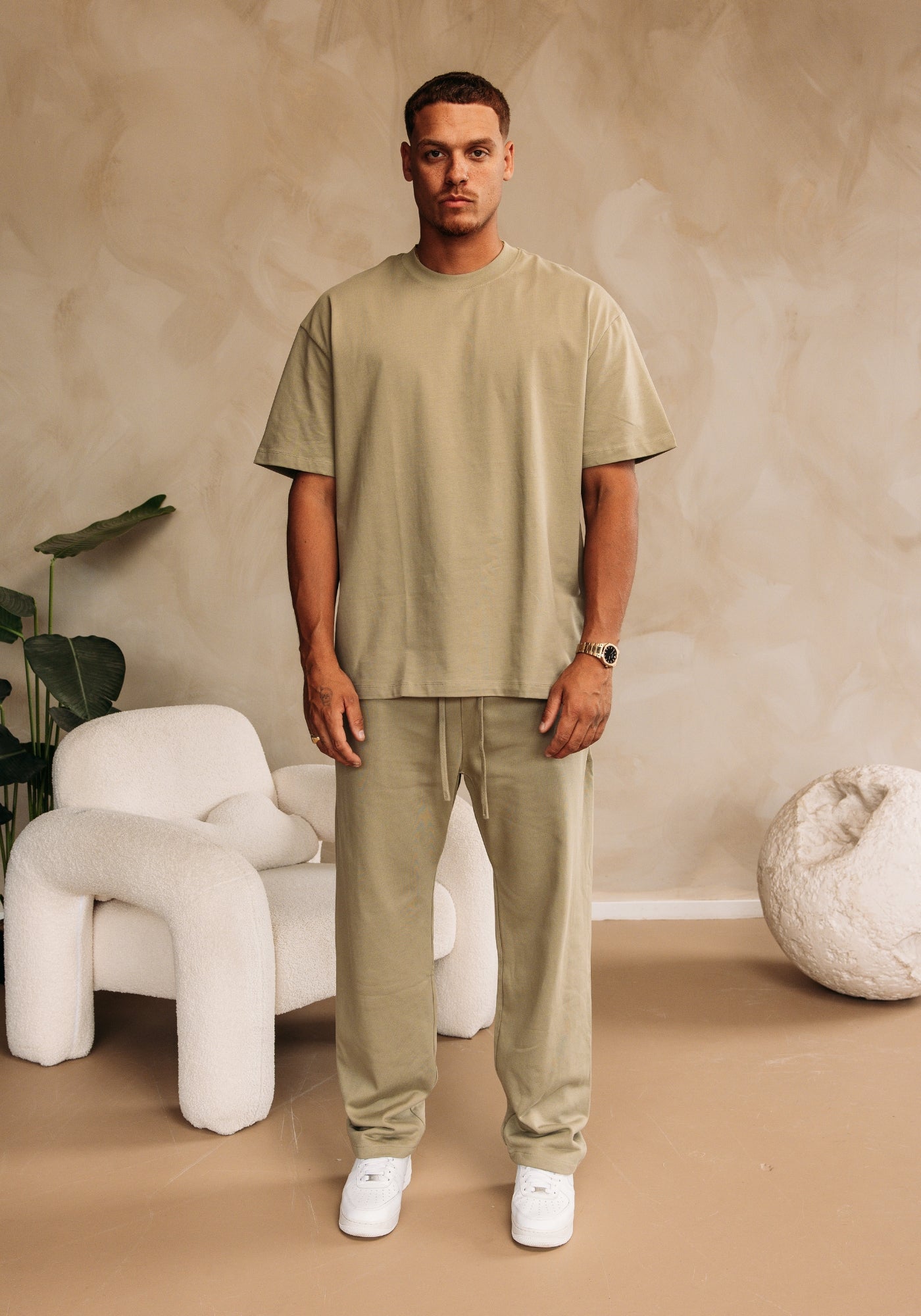Cotton District ESSENTIAL JOGGERS Sets KHAKI GREEN